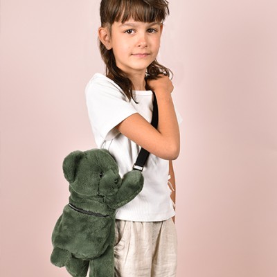 Sac bandouliere - Ours en peluche Vert Kaki - 30 cm