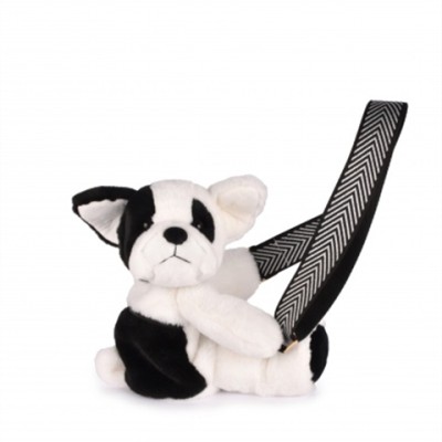 Sac bandoulière - Chien en peluche noir et blanc - 30cm