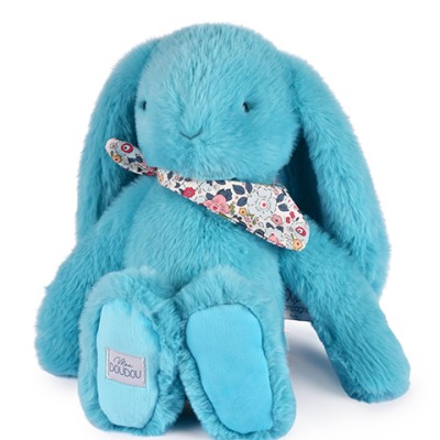 Peluche lapin Turquoise - 35cm - Lapin Fleurette