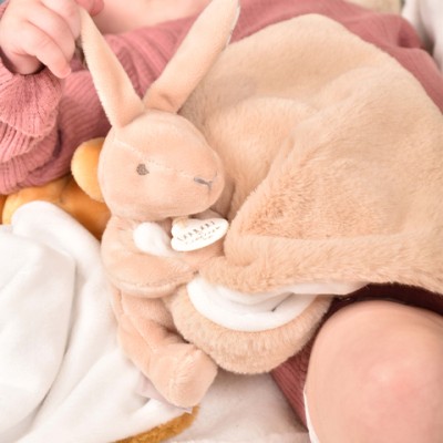 Lapin DOUDOU® - Doudou Lapin mouchoir- 10 cm - Beige