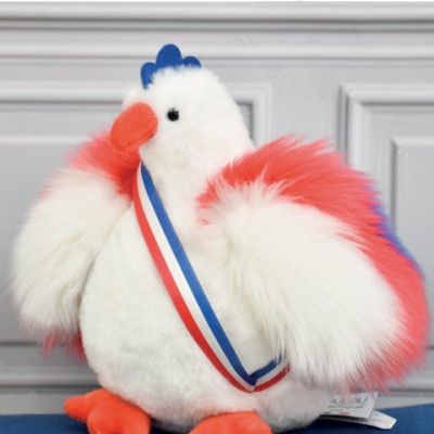 Peluche poule blanche - 20 cm - Fabriquée en France