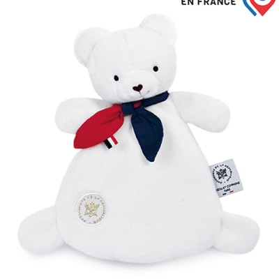 Doudou plat  fabriqué en France - L'Ours Élysée - 22 cm