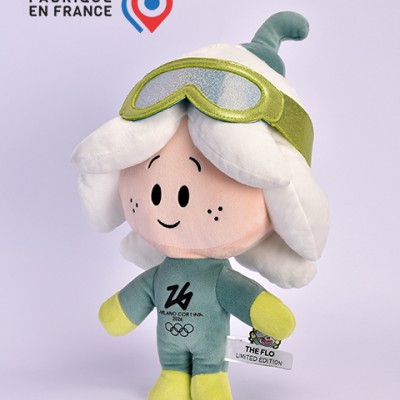 Peluche Mascotte SPORT FLO - Jeux Olympiques Milano-Cortina 2026 fabriquée en France - Edition limitée - 30 cm