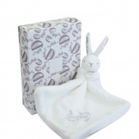 Lapin DOUDOU® - Doudou  Lapin mouchoir- 10 cm - Blanc