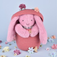 Peluche lapin rose 25 cm - Lapin Fleurette