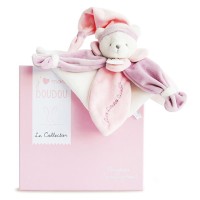 Doudou plat Ours Collector rose - 24  cm
