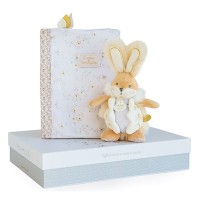 Coffret cadeau naissance lapin de sucre Blanc + protège carnet de santé