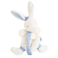 Mini doudou attache sucette lapin matelot bleu - 15 cm