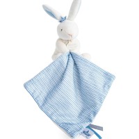 Doudou lapin mouchoir bleu lapin matelot - 10 cm