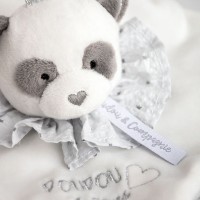Doudou plat Panda gris - Attrape-rêves - 20 cm