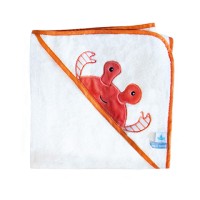 Cape de bain bébé crabe corail - 80 x 80  cm