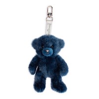 Porte clé ours en peluche bleu jean - 15 cm