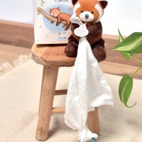 Doudou attache sucette peluche panda roux - 12 cm - Unicef