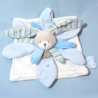Doudou plat lapin bleu Célestin - 30 cm