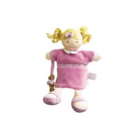 Doudou poupée marionnette à main fille rose