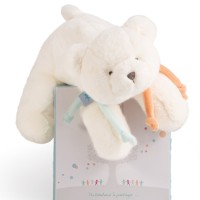 Ours en peluche blanc allongé - 24 cm - Unicef