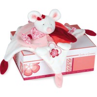 Doudou plat souris blanche- Clémentine - 38 cm