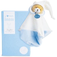 Doudou plat ours beige et bleu - 202 L'Original - 28 cm