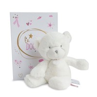 Peluche ours blanc 26 cm- boite rose