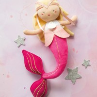 Poupée Chiffon Fille - Peluche Poupée Sirène May - 30 cm - Rose -Poupée sirène