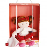 dc3680-Poupée de chiffon blanche et rouge -Swing - 21 cm
