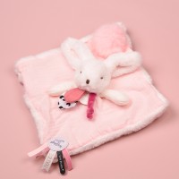 DC3744 2.jpg Coffret Doudou carré  Lapin rose - Happy Blush - 25 cm