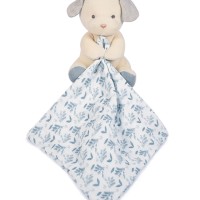 Doudou mouchoir chien bleu en coton BIO -15 cm
