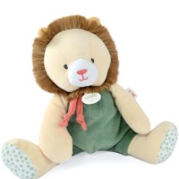 Doudou Lion beige et vert - 30 cm