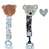 Attache tétine ours ou koala  Boh'aime - Bleu - noir- 18 cm