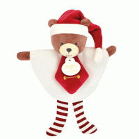 Doudou plat petit lutin rouge et blanc - Modèle aléatoire- 17 cm