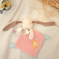 Doudou hochet bebe lapin rose - LAPIN CIBOULETTE - 21 cm