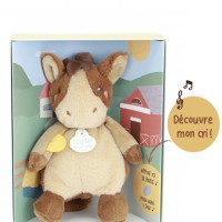 Peluche cheval - 17 cm - DOUDOU de la ferme avec boite sonore