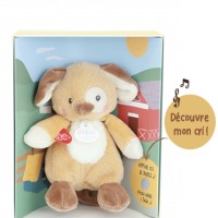 Peluche chien - 17 cm - DOUDOU de la ferme avec boite sonore
