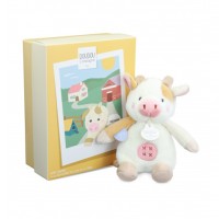 DOUDOU de la ferme avec boite sonore Peluche vache - 17cm