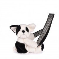 Sac bandoulière - Chien en peluche noir et blanc - 30cm