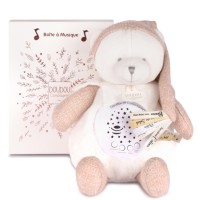 Ours veilleuse musicale projection d'étoiles - collection anniversaire - Rose