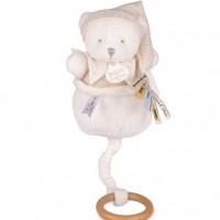 Ours boite a musique blanc - 20 cm - Collection Anniversaire