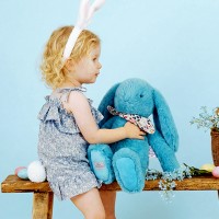 Peluche lapin Turquoise - 35cm - Lapin Fleurette