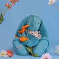 Peluche lapin Turquoise XXL - Lapin Fleurette 50 cm