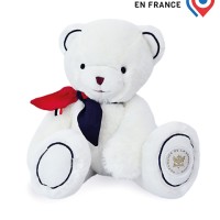 Peluche ours blanc fabriqué en France - L'Ours Élysée - 30 cm