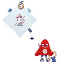 Duo Doudou plat et hochet pour bébé JO Paris 2024