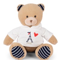 Ours Peluche Sweat Tour Eiffel 28 cm : Souvenir Paris