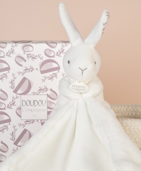 DC4359- Lapin avec doudou - 10cm - Blanc.jpg