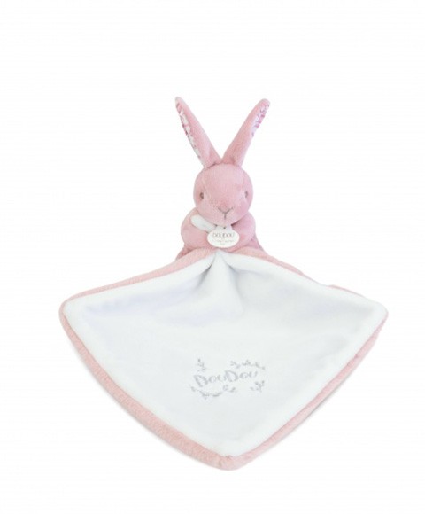 Lapin DOUDOU® - Doudou Lapin mouchoir- 10 cm - Rose-dc4360-.jpg