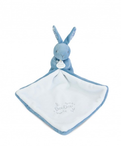 Doudou  mouchoir Lapin- 10 cm - Bleu -DC4362.jpg