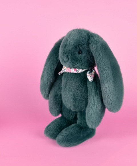 Peluche lapin Vert 35 cm - Lapin Fleurette