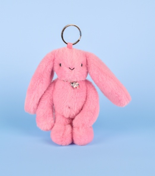 Porte clé en peluche Lapin Rose - 18 cm - Lapin Fleurette- Porte clés - Rose