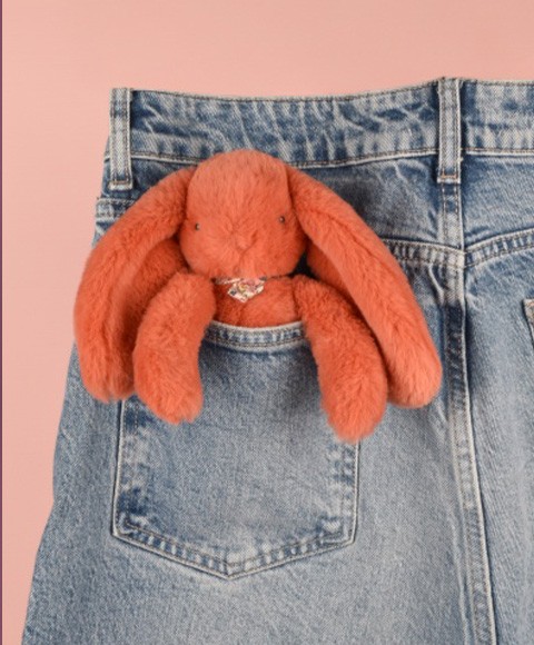 Porte clés LAPIN FLEURETTE  - corail DC4295