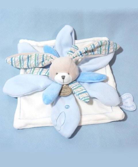 Doudou plat lapin bleu Célestin - 30 cm-DC2216.jpg