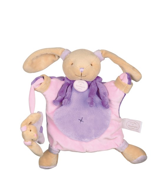 Doudou marionnette à main lapin violet
